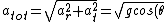a_{tot} = \sqrt{a_r^2+a_t^2} = \sqrt{gcos(\theta)^2+4gsin(\theta)^2}